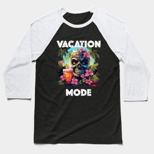 Tiki Statue Next To Beer - Vacation Mode (White Lettering) Baseball T-Shirt